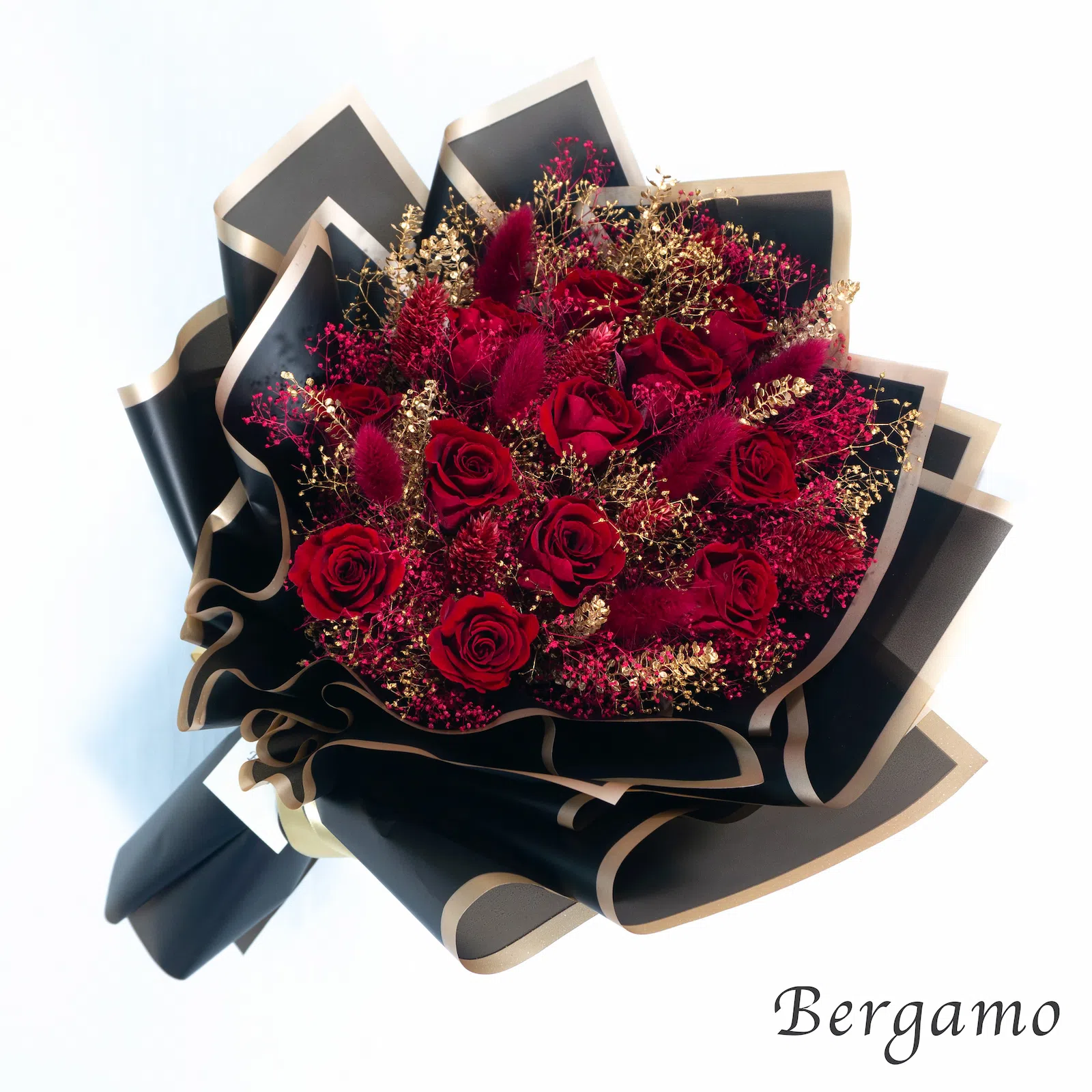 Regalia｜ワインレッドローズ12本のプロポーズブーケ｜Bergamo