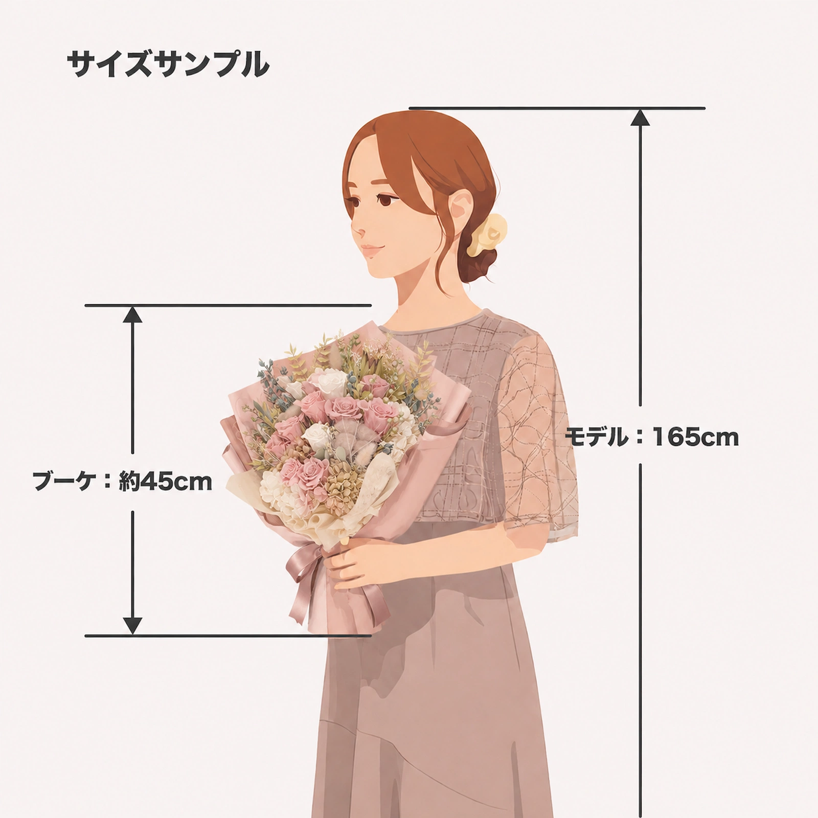 Mauve Pink｜くすみピンクローズ12本の上品なプロポーズブーケ｜Bergamo