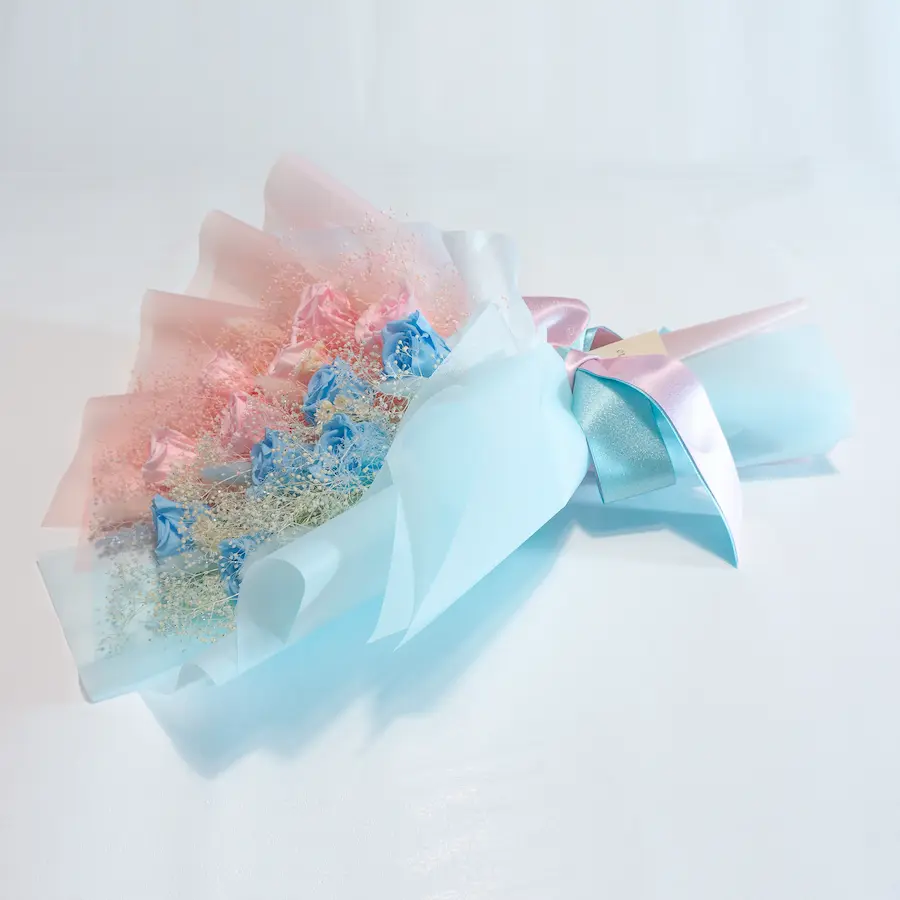 Cotton Candy 花束の側面とラッピング