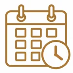 日時指定できることを示すカレンダーと時計のミニマルアイコン