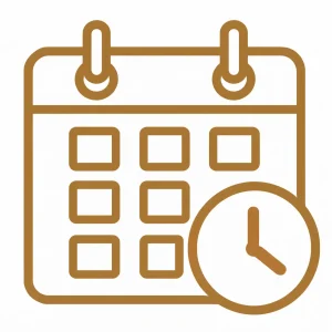 日時指定できることを示すカレンダーと時計のミニマルアイコン